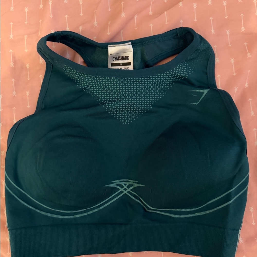 Gymshark Deep Teal High-Neck Seamless Sports Bra